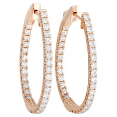 LB Exclusive 18K Rose Gold 2.00 ct Diamond Oval Inside-Out Hoop Earrings