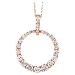 LB Exclusive 18K Rose Gold 2.15 Ct Diamond Circle Pendant Necklace