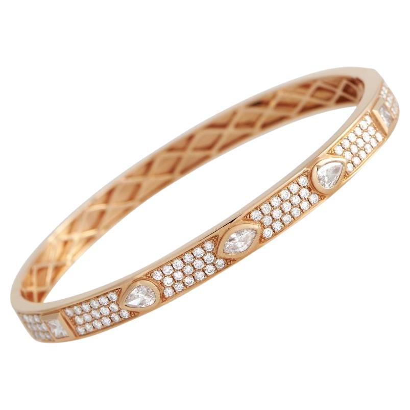 LB Exclusive 18k Rose Gold 2.47 Carat Diamond Bangle Bracelet For Sale