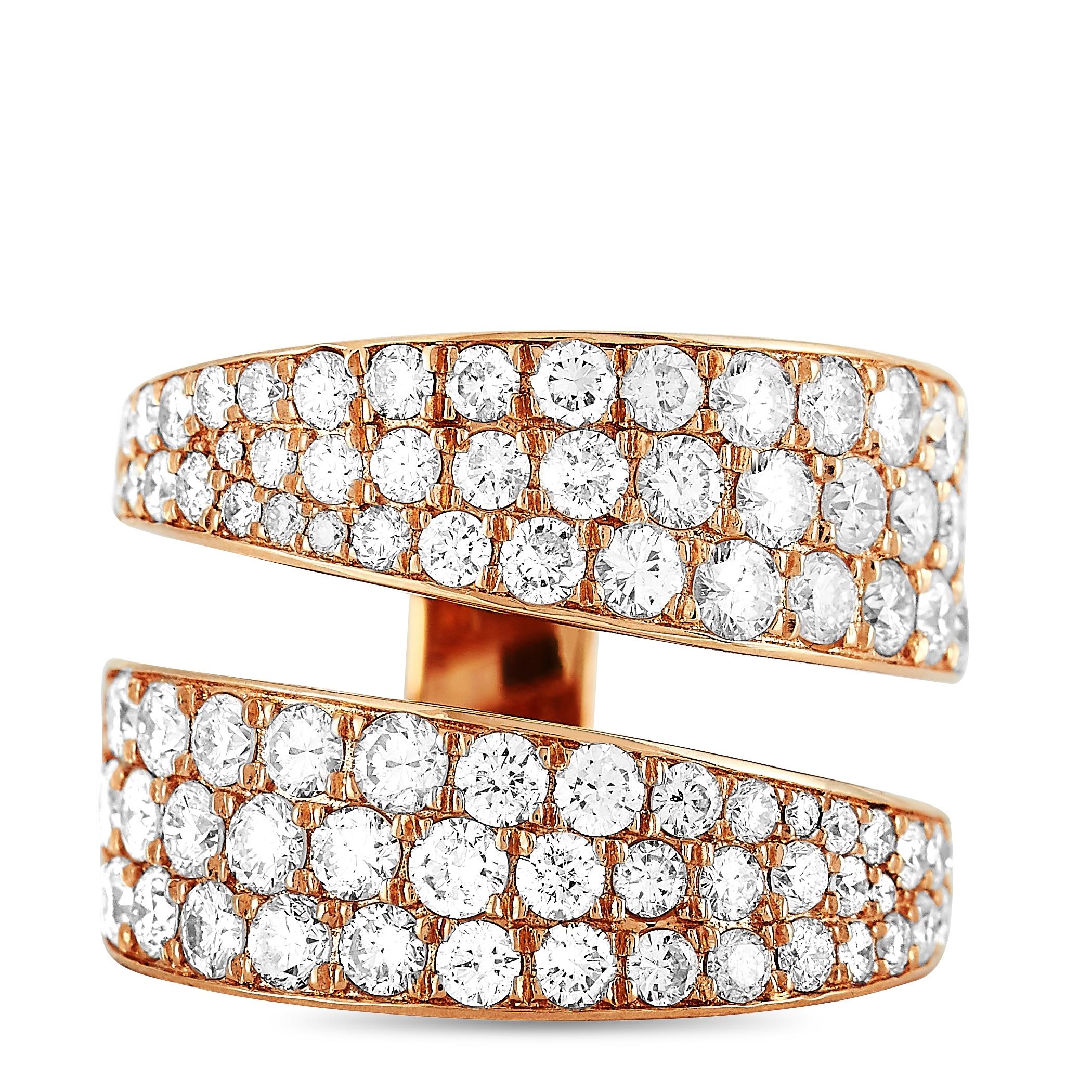 Round Cut LB Exclusive 18 Karat Rose Gold 2.50 Carat Diamond Ring