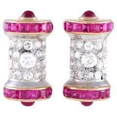 LB Exclusive 18K Rose Gold 3.20ct Diamond and Ruby Earrings