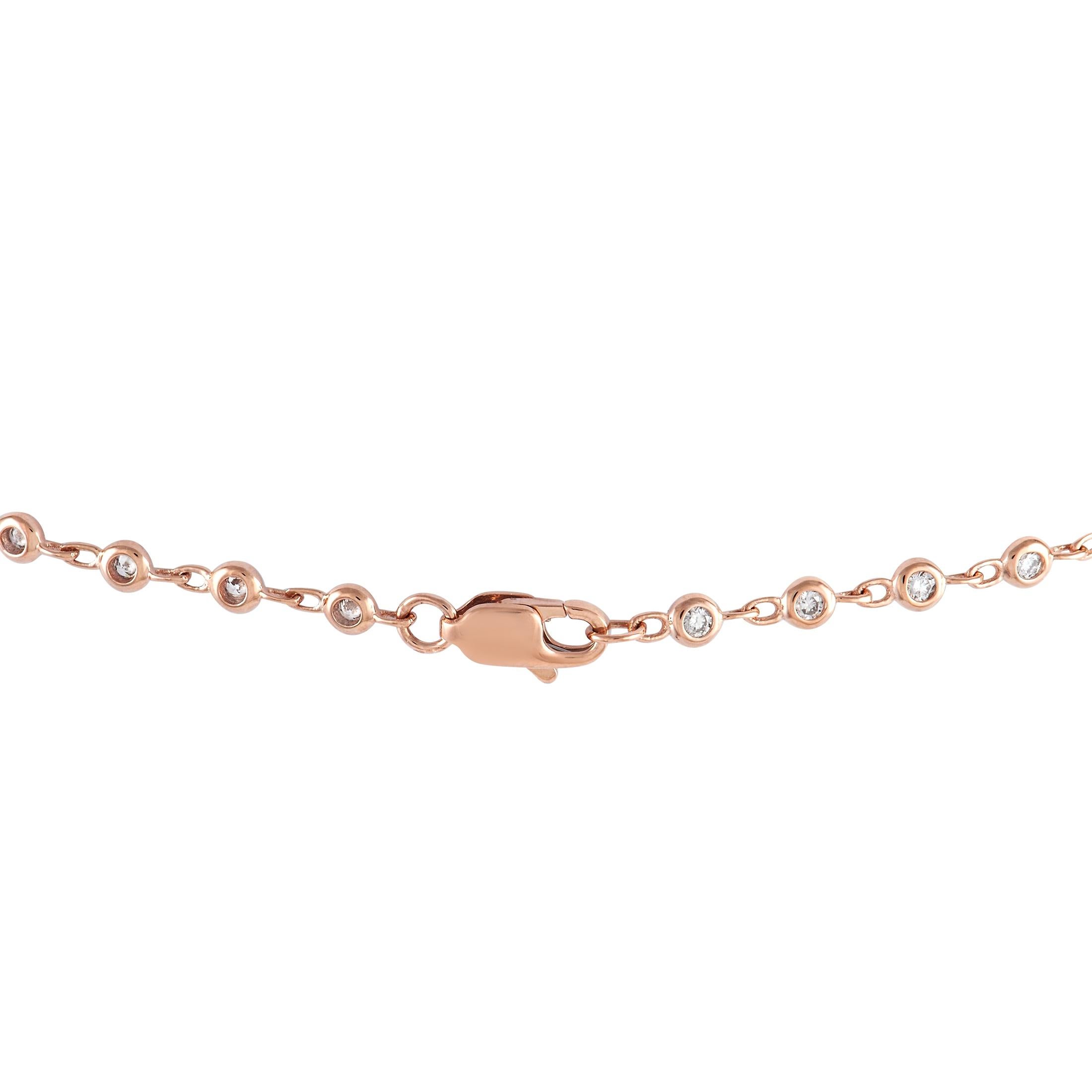 Taille ronde LB Exclusive Collier à maillons imbriqués en or rose 18 carats et diamants de 3,90 carats