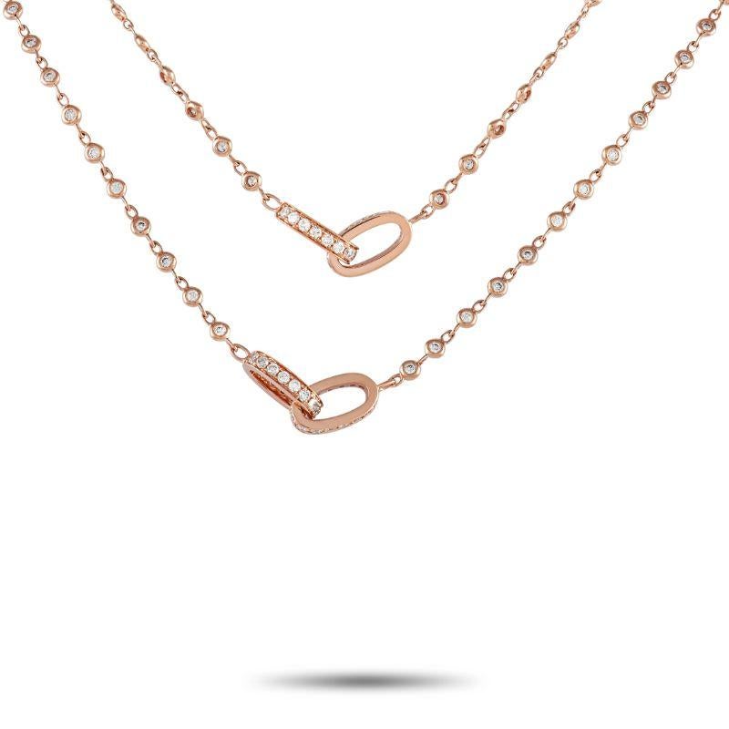 LB Exclusive Collier à maillons imbriqués en or rose 18 carats et diamants de 3,90 carats Neuf à Southampton, PA