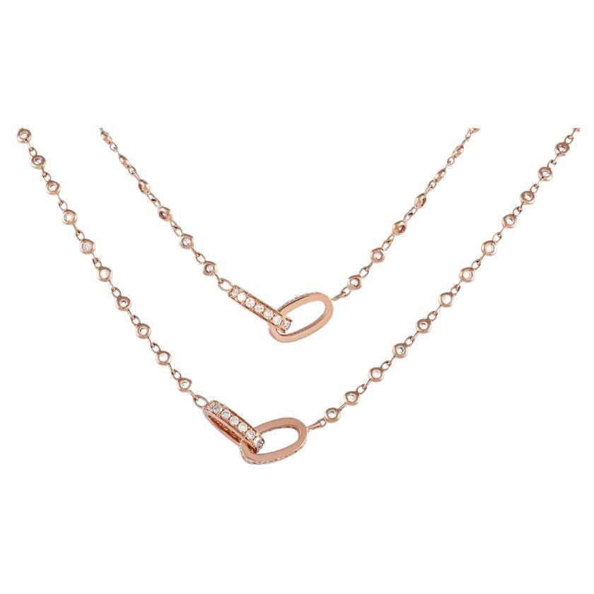 LB Exclusive Collier à maillons imbriqués en or rose 18 carats et diamants de 3,90 carats