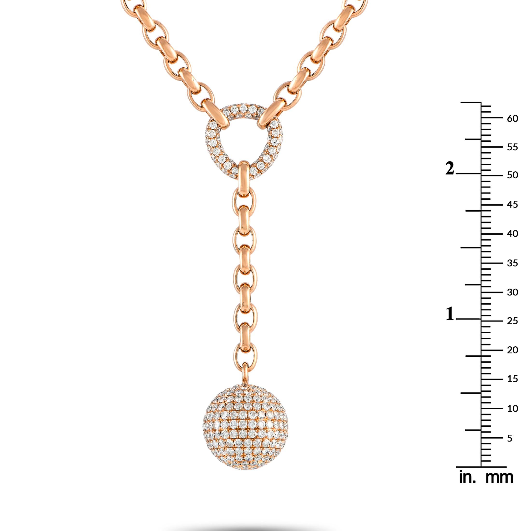 LB Exclusive 18K Rose Gold 5.40ct Diamond Necklace In New Condition For Sale In Southampton, PA