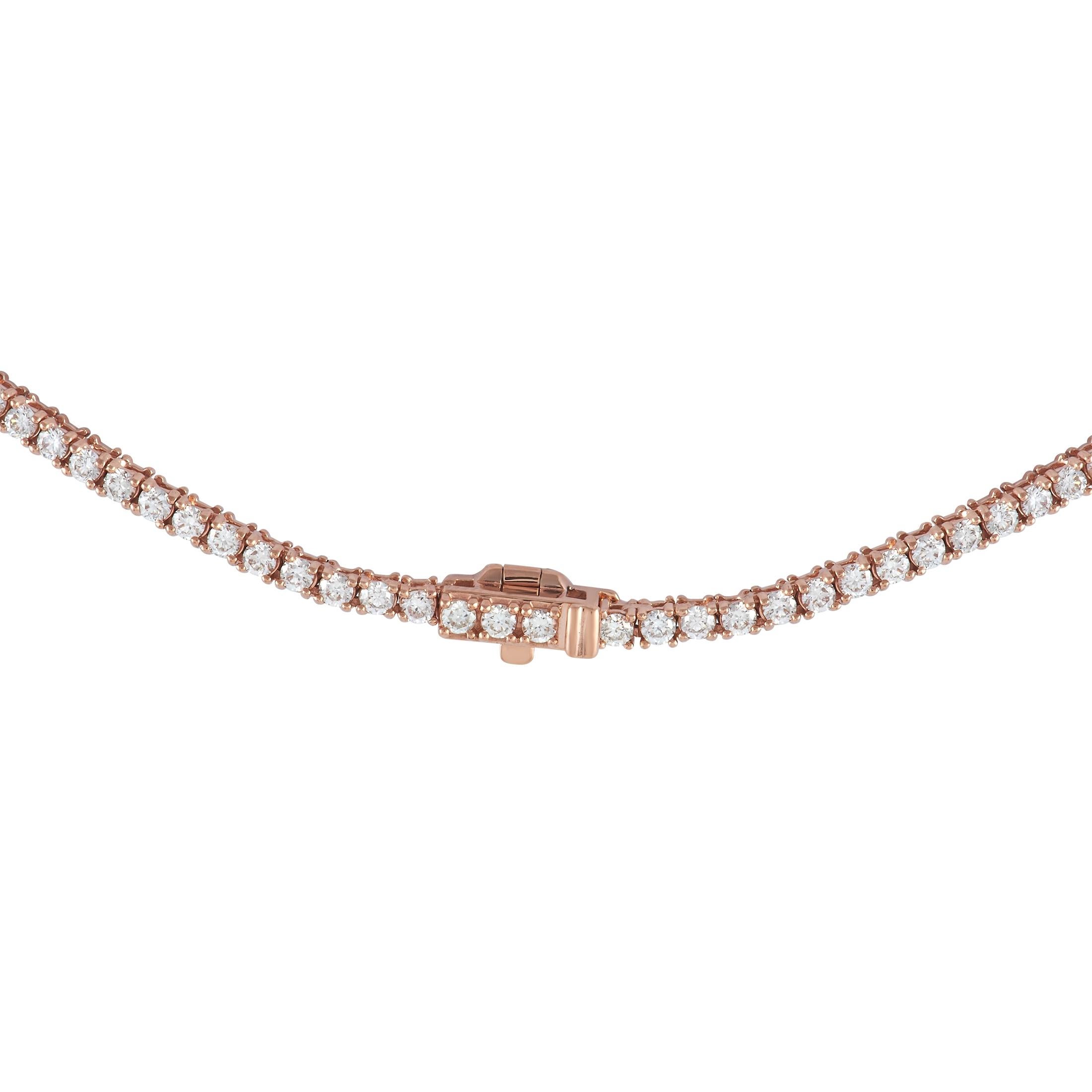 LB Exklusive Halskette aus 18 Karat Roségold mit 5,48 Karat Diamanten (Rundschliff) im Angebot