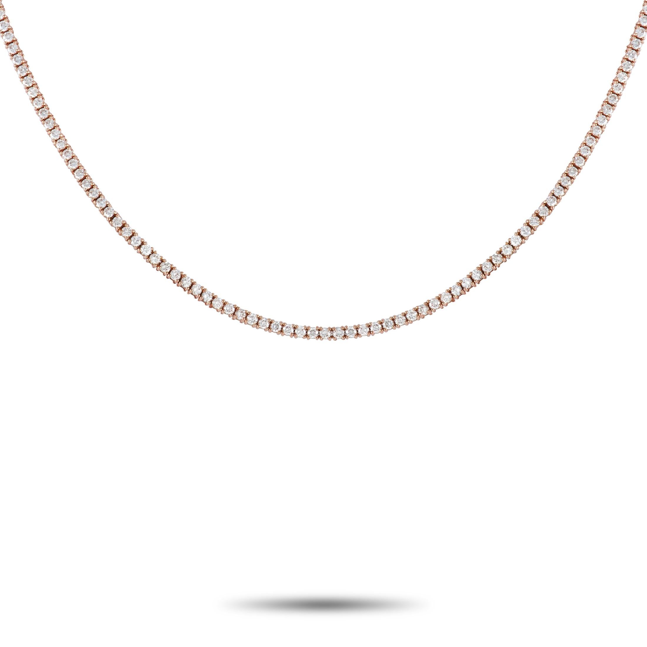 lb exclusive 18k rose gold 3.27 ct diamond necklace.