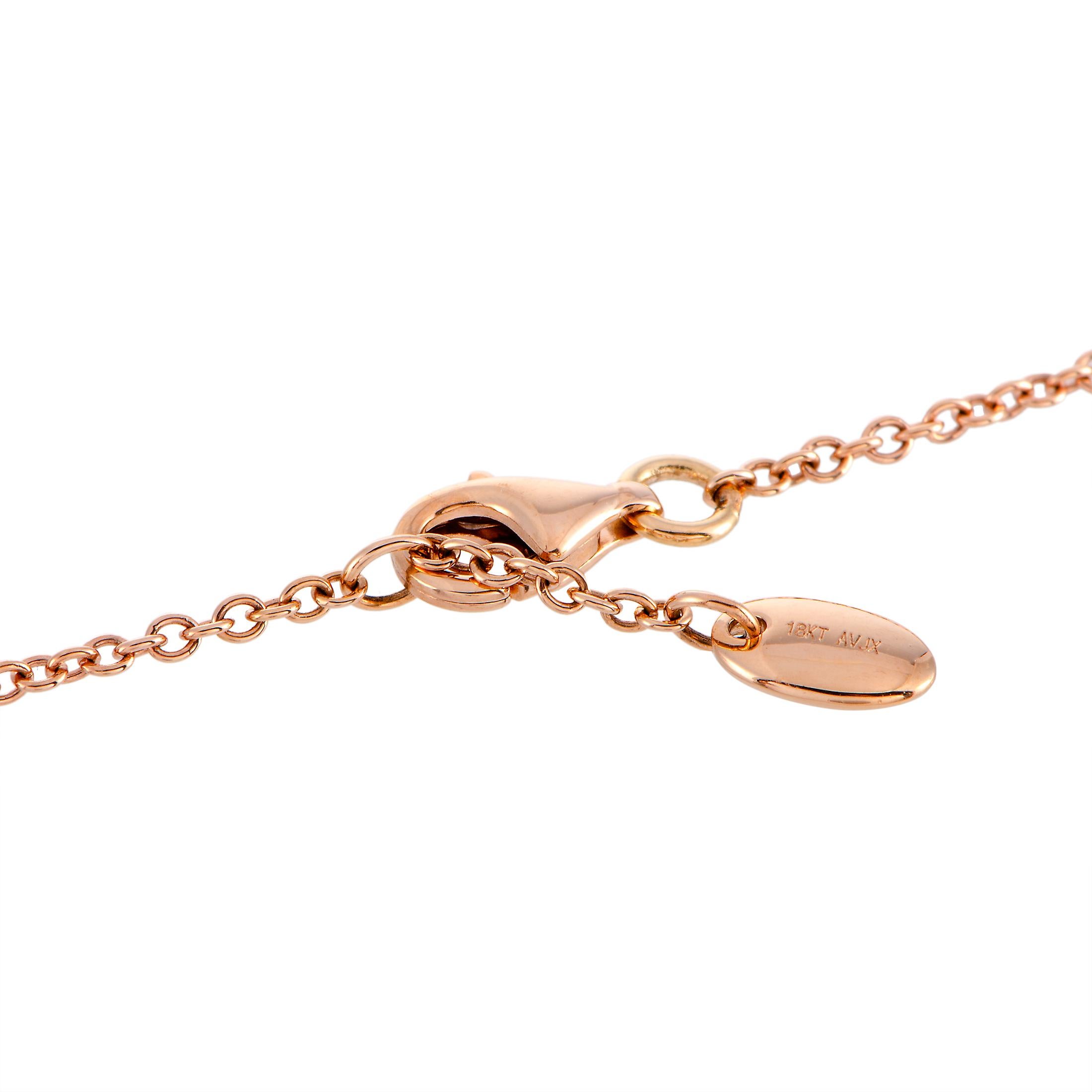 Women's LB Exclusive 18 Karat Rose Gold and Diamond 5 Circle Pendant Long Necklace