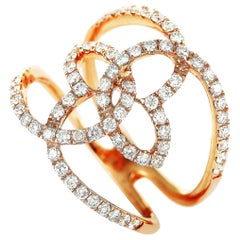 LB Exclusive 18 Karat Rose Gold and Diamond Openwork Flower Ring