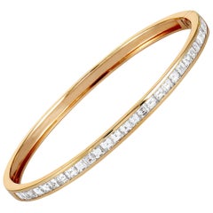 LB Exclusive 18 Karat Rose Gold Diamond Invisible Setting Bangle Bracelet