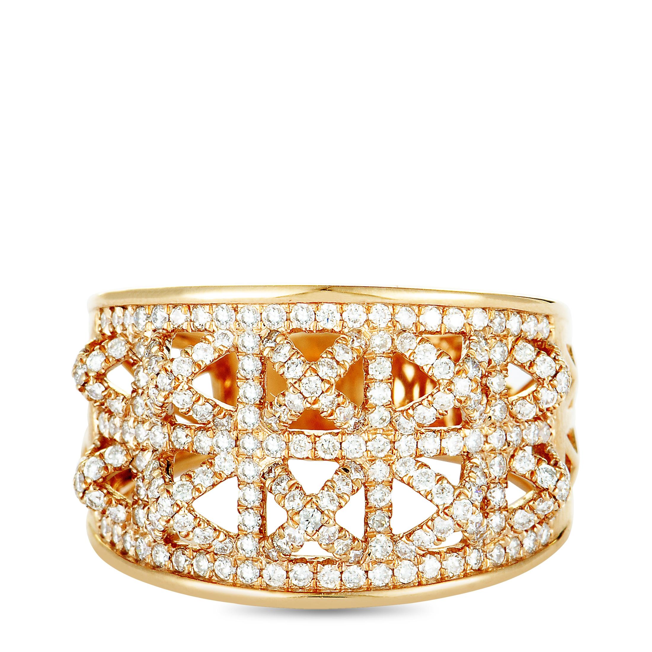 LB Exclusive 18 Karat Rose Gold Diamond Pave Band Ring In New Condition In Southampton, PA