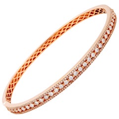 LB Exclusive 18 Karat Rose Gold Diamond Pave Bangle Bracelet