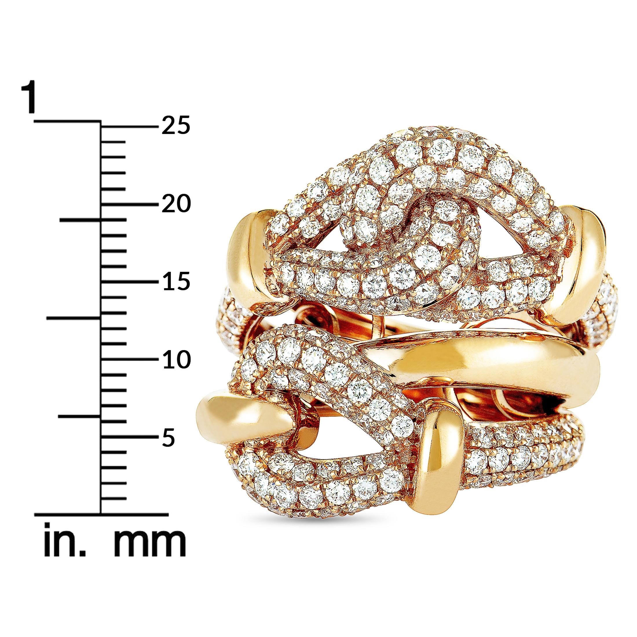 LB Exclusive 18 Karat Rose Gold Diamond Pave Multi-Band Ring 1