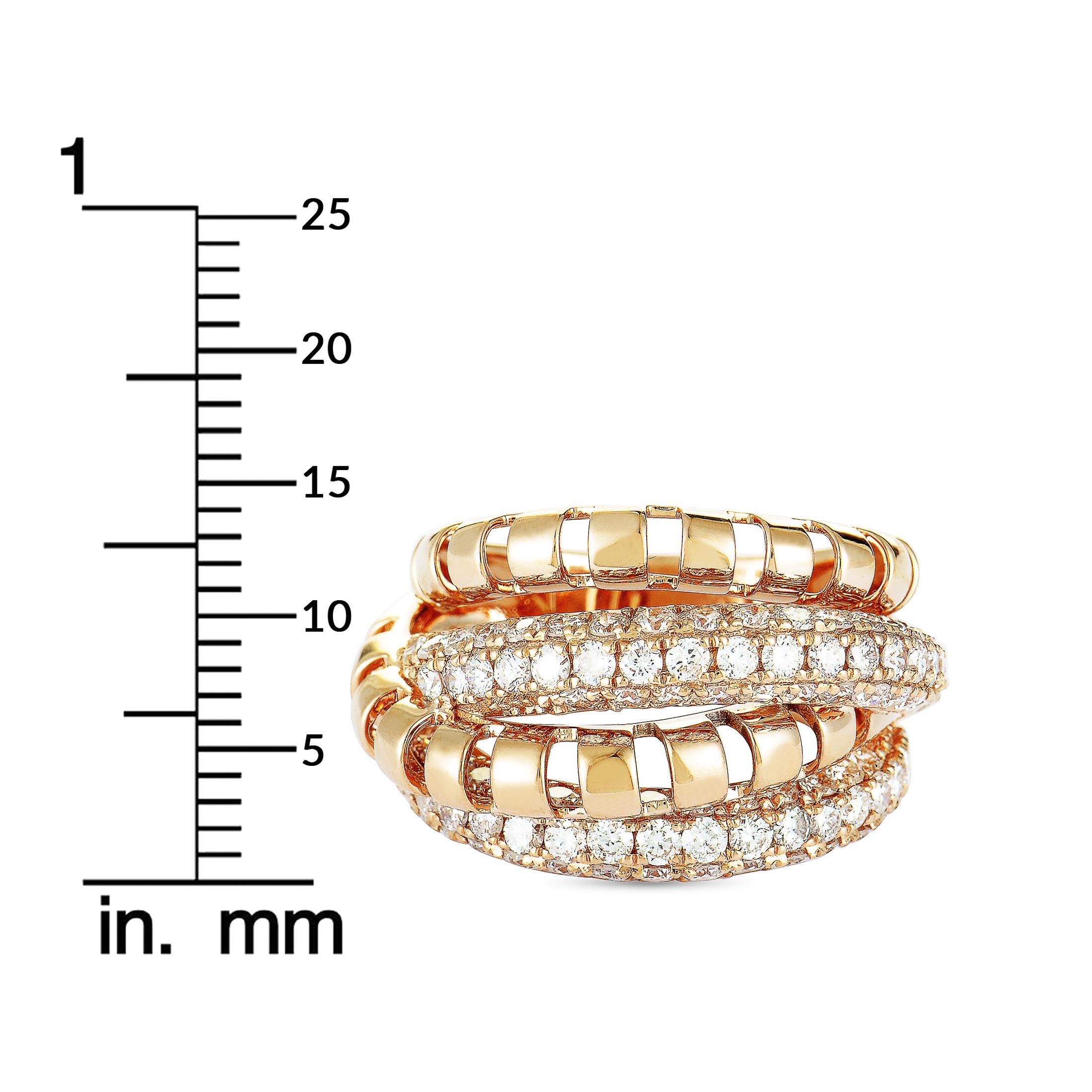 LB Exclusive 18 Karat Rose Gold Diamond Pave Multi-Band Ring 2