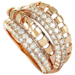 LB Exclusive 18 Karat Rose Gold Diamond Pave Multi-Band Ring