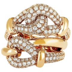 LB Exclusive 18 Karat Rose Gold Diamond Pave Multi-Band Ring