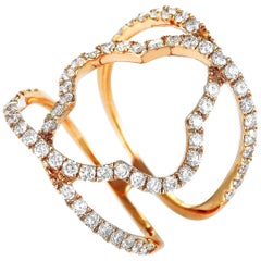 LB Exclusive 18 Karat Rose Gold Diamond Pave Quatrefoil Openwork Band Ring