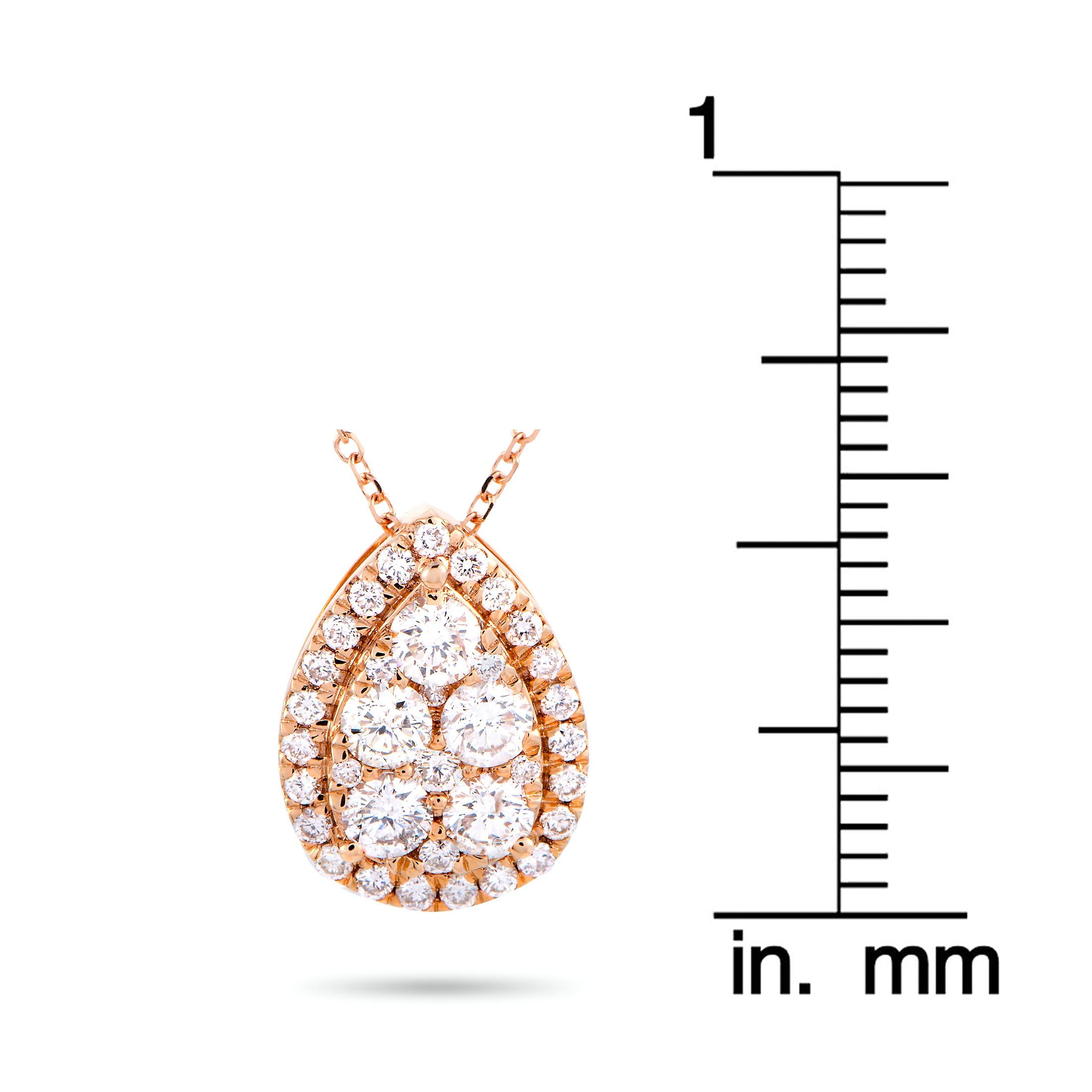 Women's or Men's LB Exclusive 18 Karat Rose Gold Diamond Pear Pendant Necklace