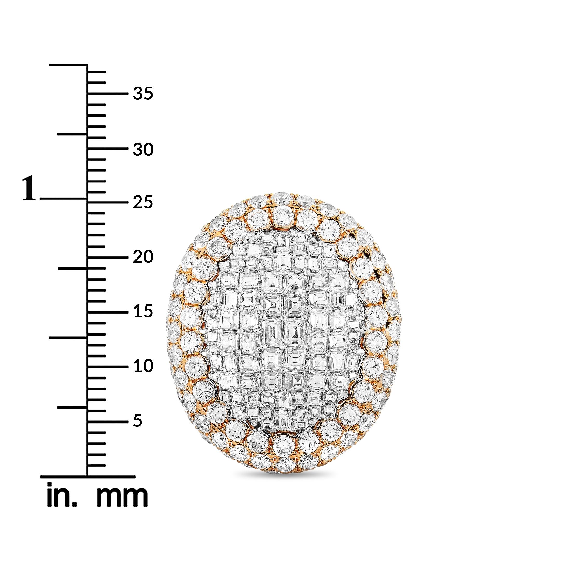 LB Exclusive 18 Karat Rose Gold Round and Square Diamond Cocktail Ring 2
