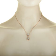 LB Exclusive 18 Karat Rose Gold Round and Square Diamond Necklace