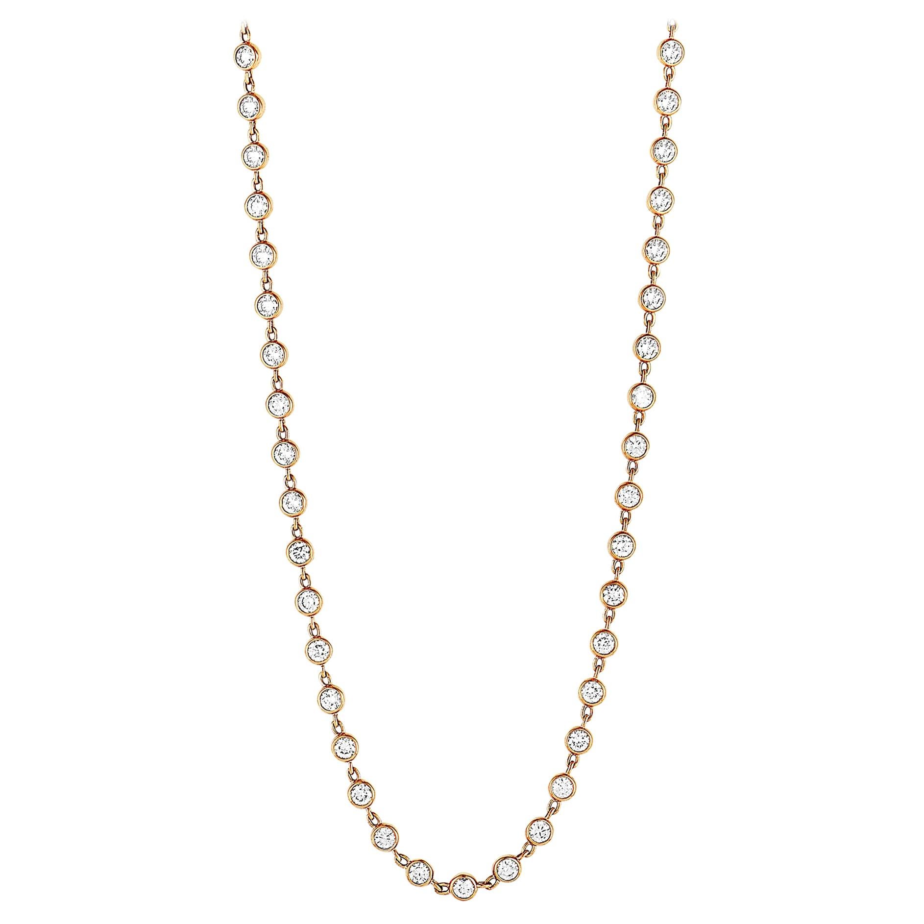 LB Exclusive 18 Karat Rose Gold Round Diamonds Sautoir Necklace