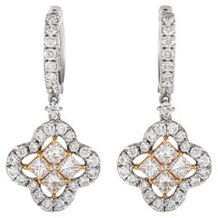 LB Exclusive 18K White and Rose Gold 2.75 ct Diamond Dangle Earrings