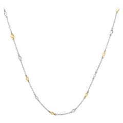 LB Exclusive Collier station en or blanc et jaune 18 carats avec diamants de 1,08 carat