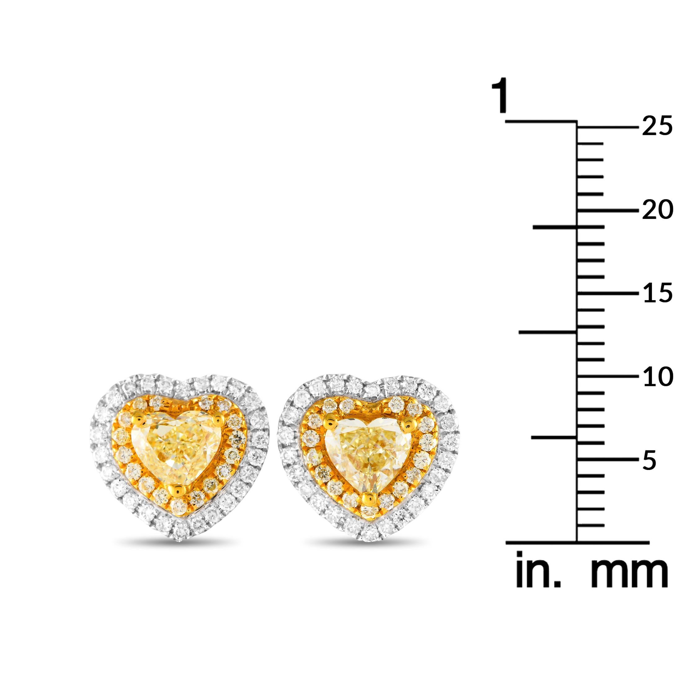 Round Cut LB Exclusive 18K White and Yellow Gold 1.14ct Diamond Heart Earrings MF07-120823