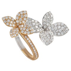 LB Exclusive 18K White and Yellow Gold 1.17 Ct Diamond Butterfly Ring