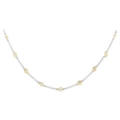 LB Exclusive Collar Estación de Diamantes de Oro Blanco y Amarillo de 18 quilates y 1,28 ct