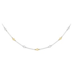 LB Exclusive Collier station en or blanc et jaune 18 carats avec 1,53 carat de diamants