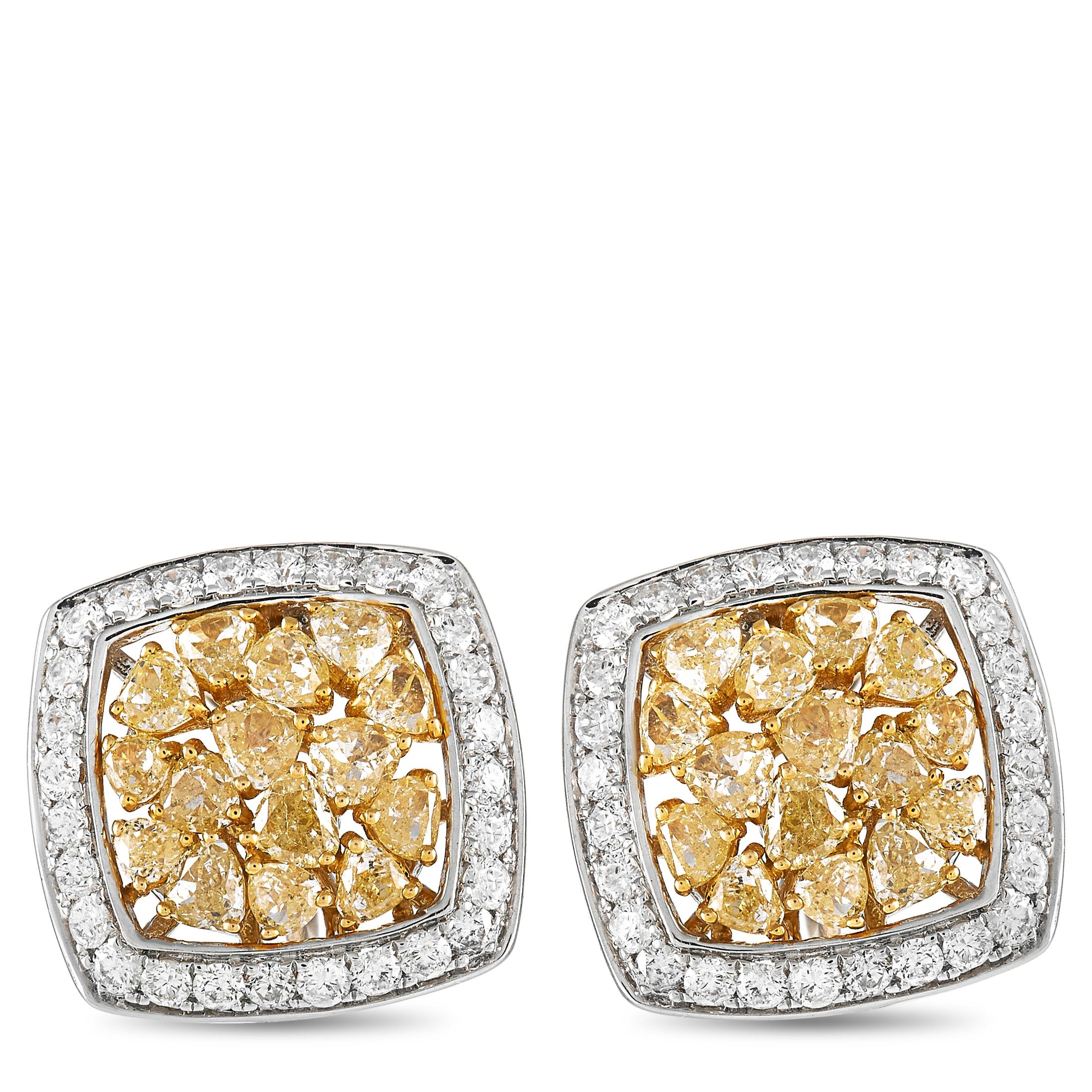 LB Exclusive 18K White and Yellow Gold 3.67 ct White and Fancy Yellow Diamond  In New Condition In Southampton, PA