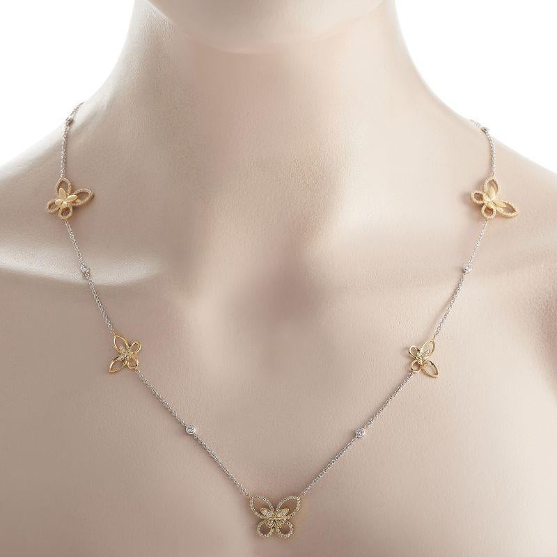 Sparkling inset diamonds with a total weight of 5.0 carats make this necklace incredibly impressive. This piece 2019;s dramatic 36 201D; long chain is made from 18K white gold and features a stunning series of butterfly motifs crafted from 18K