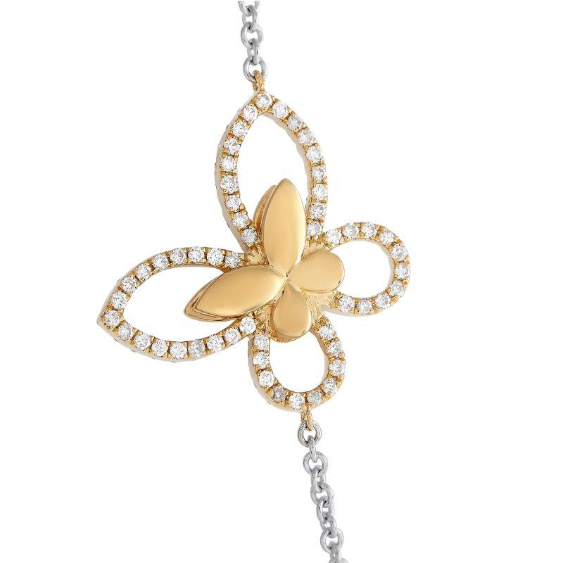 LB Exclusive Collier long papillon en or blanc et jaune 18 carats avec 5,0 carats de diamants Pour femmes en vente
