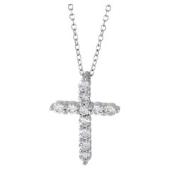 LB Exclusive 18K White Gold 0.21 Ct Diamond Cross Necklace