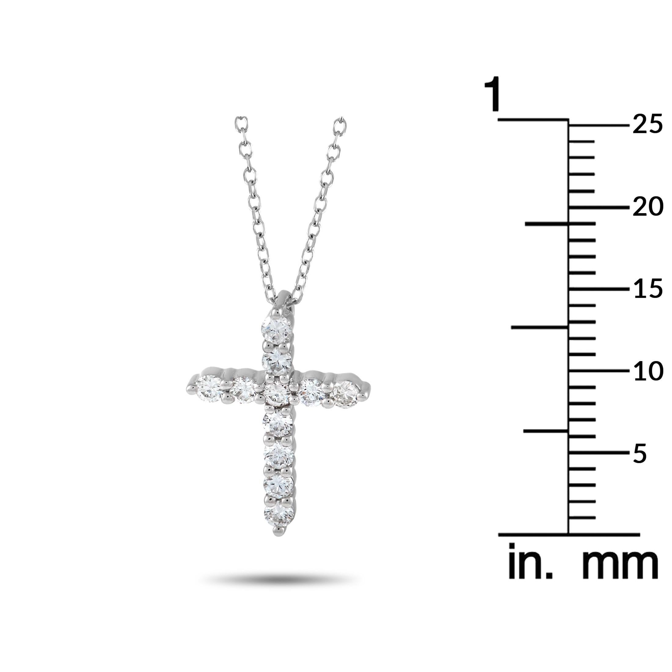 LB Exclusive 18K White Gold 0.31 Ct Diamond Cross Necklace In New Condition In Southampton, PA
