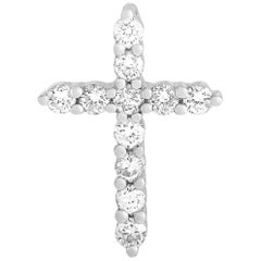 LB Exclusive 18 Karat White Gold 0.31 Carat Diamond Cross Pendant