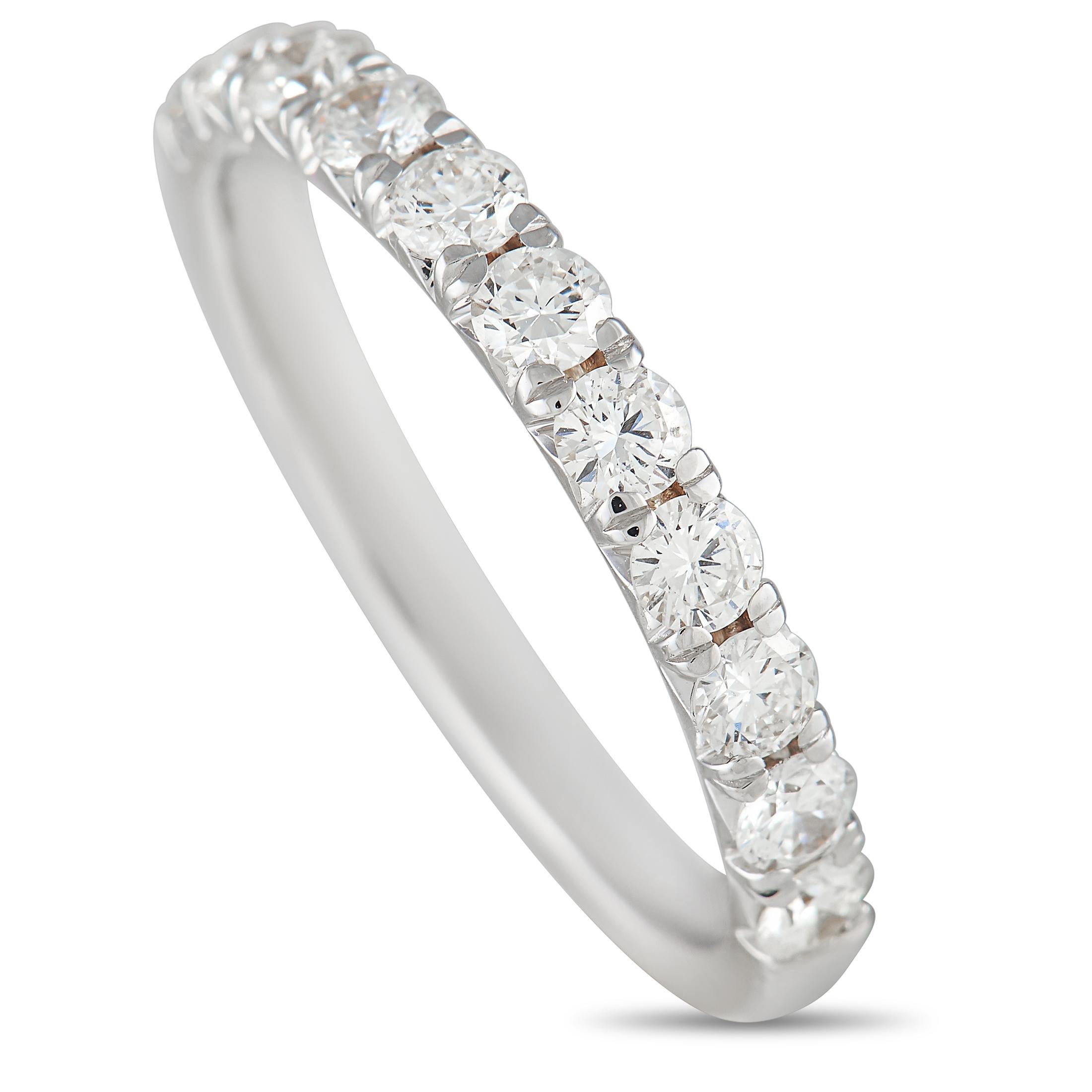 LB Exclusive 18K White Gold 0.46ct Diamond Half Eternity Band Ring In New Condition In Southampton, PA