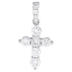 LB Exclusive 18K White Gold 0.49ct Diamond Cross Pendant