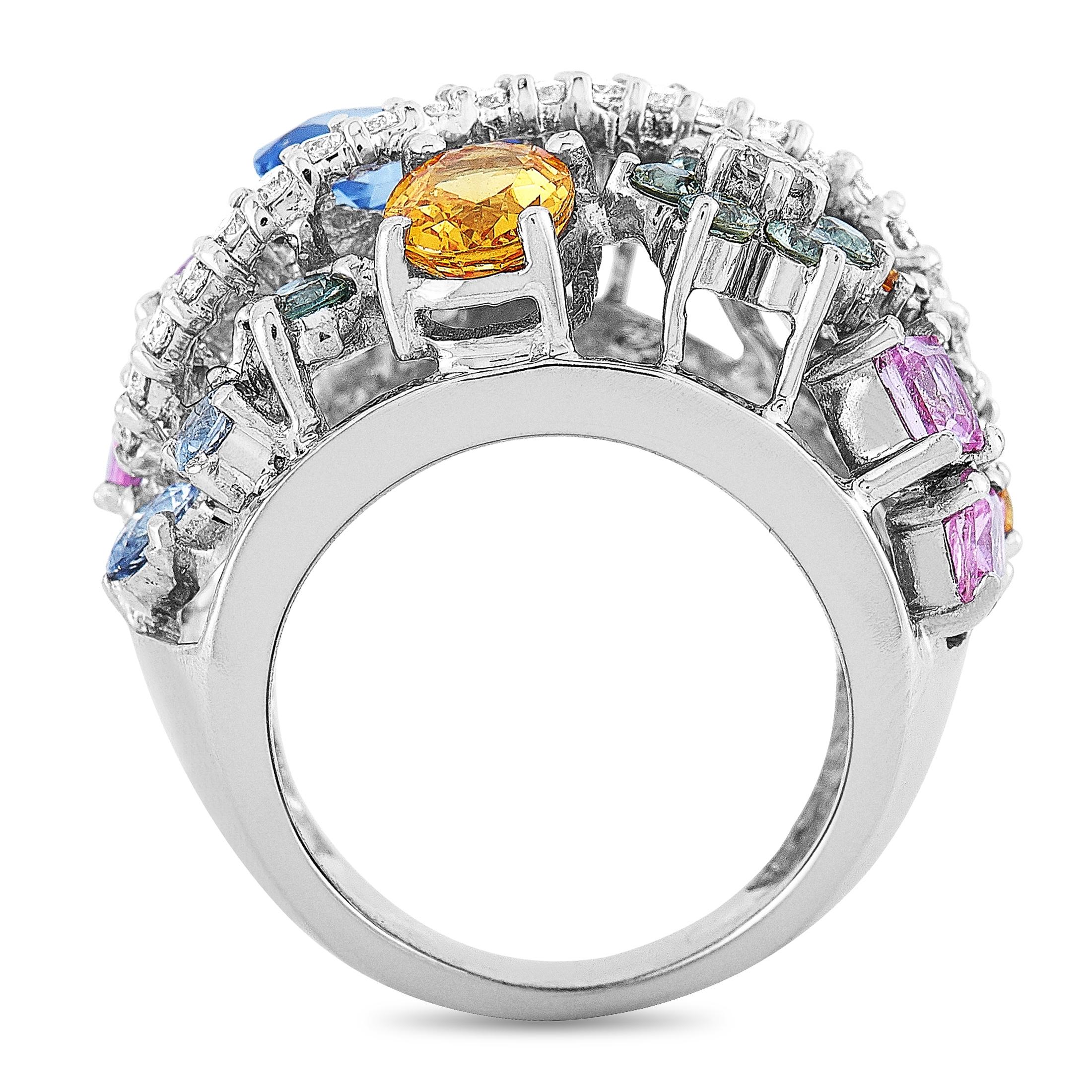 LB Exclusive 18 Karat White Gold 0.50 Carat Diamond and Sapphire Ring ...