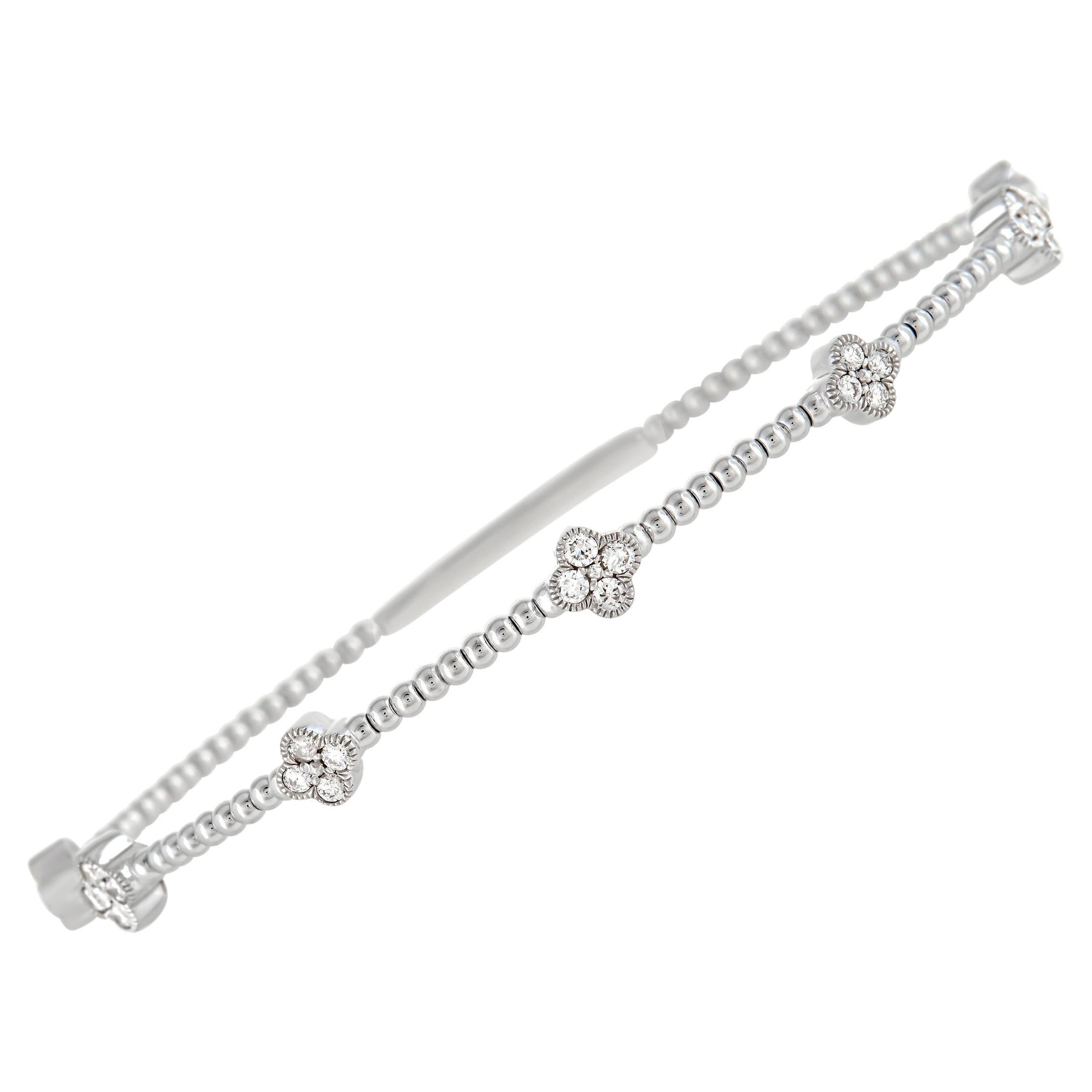 LB Exclusive 18K White Gold 0.50 Ct Diamond Bangle Bracelet