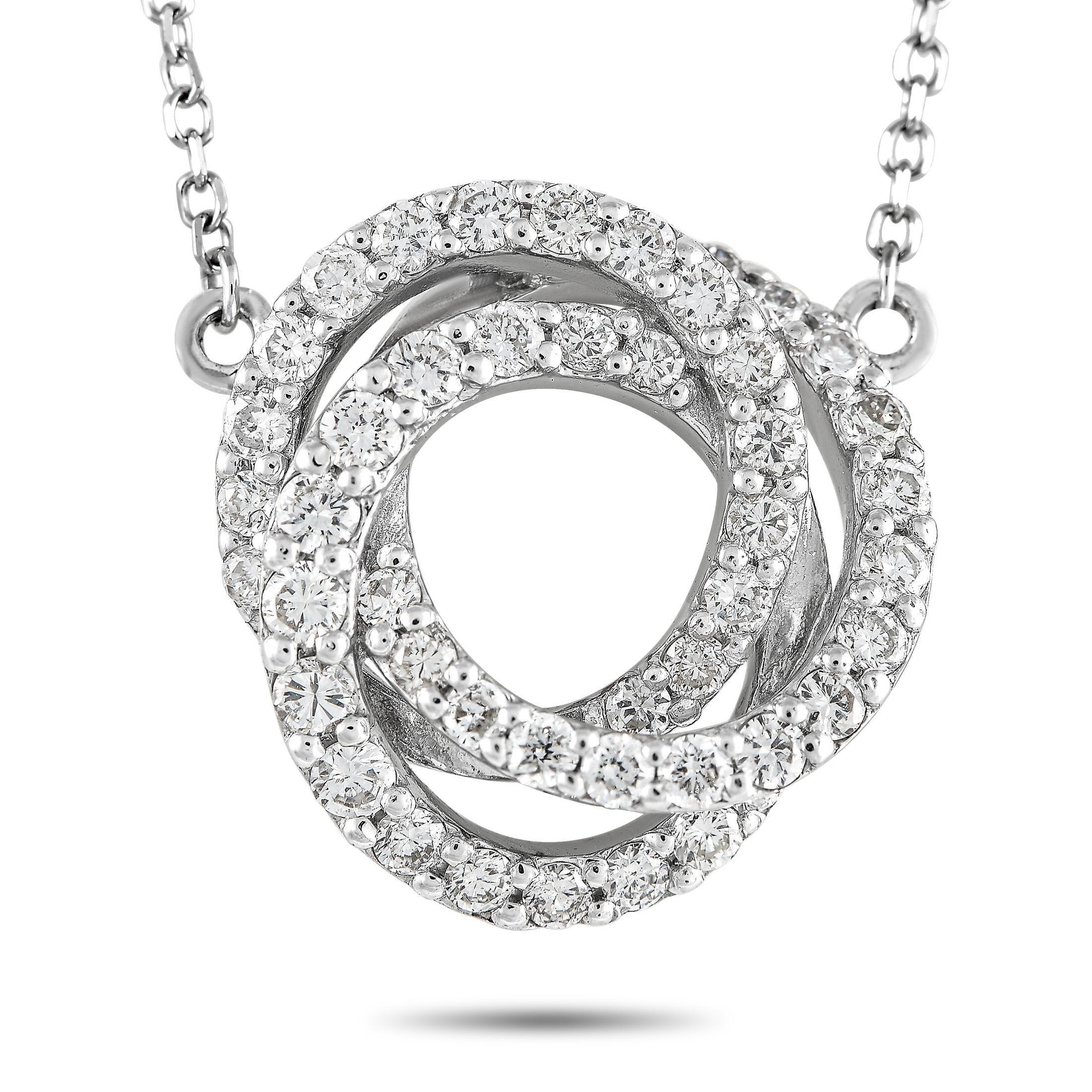 LB Exklusive 18K Weißgold 0::50 Ct verflochtene Diamant-Anhänger-Halskette Damen