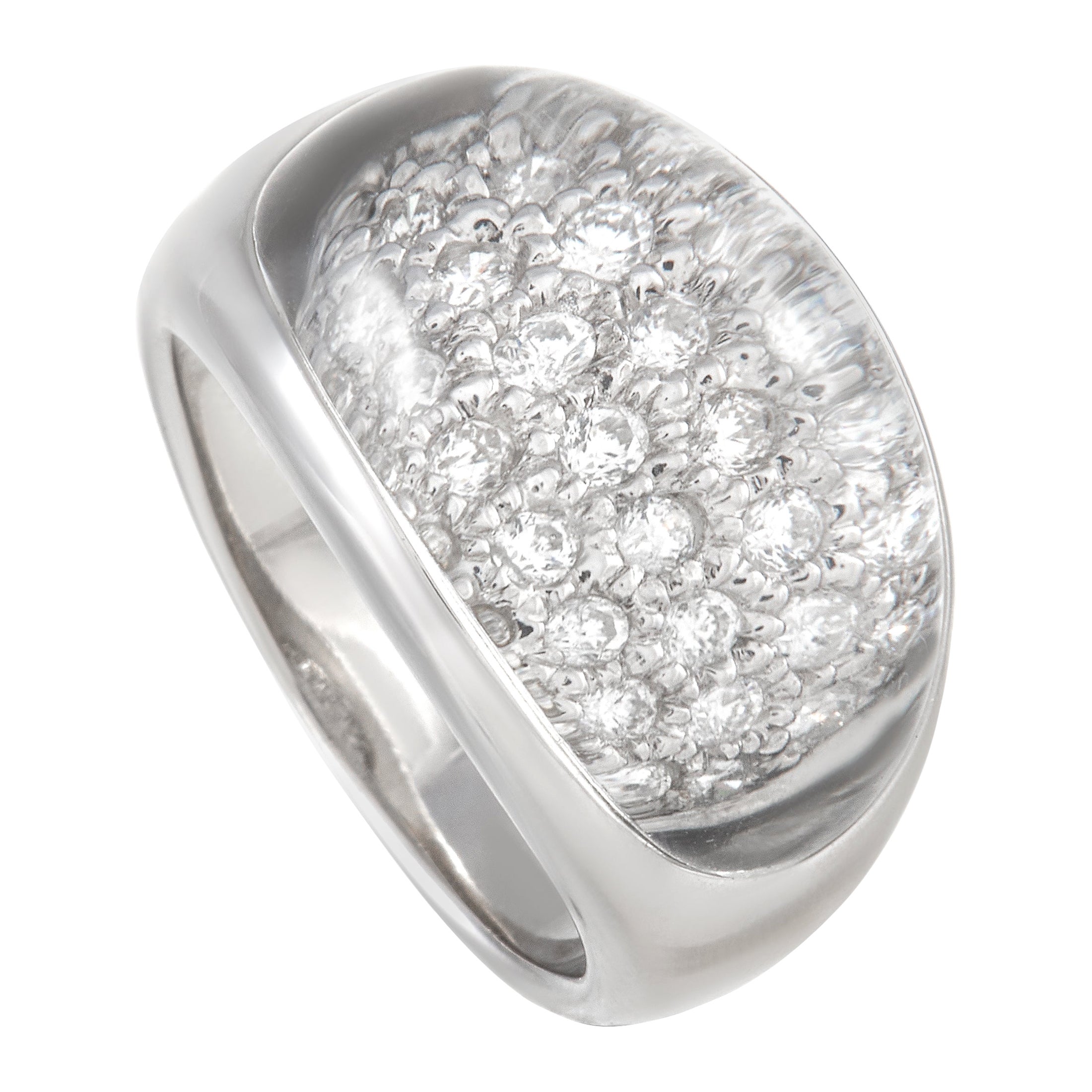 LB Exclusive Anillo de oro blanco de 18 quilates con 0,53 quilates de diamantes y cristal de roca