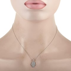 LB Exclusive 18K White Gold 0.55 ct Diamond Hamsa Necklace