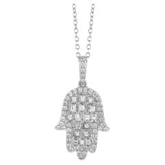 LB Exclusive 18K White Gold 0.55 ct Diamond Hamsa Necklace