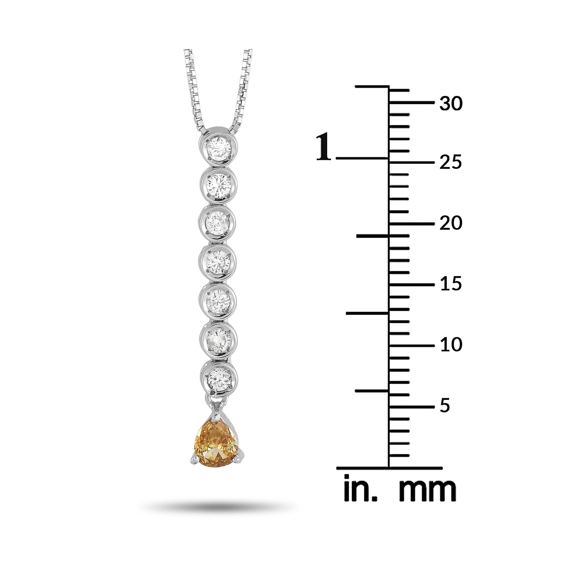 LB Exclusive 18K White Gold 0.55 Ct White and Brown Diamond Pendant Necklace In Excellent Condition In Southampton, PA