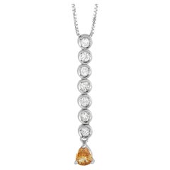 LB Exclusive 18K White Gold 0.55 Ct White and Brown Diamond Pendant Necklace