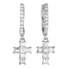 LB Exclusive 18K White Gold 0.56ct Diamond Cross Drop Earrings ER28184