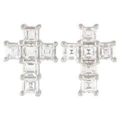 LB Exclusive 18K White Gold 0.56ct Diamond Cross Earrings