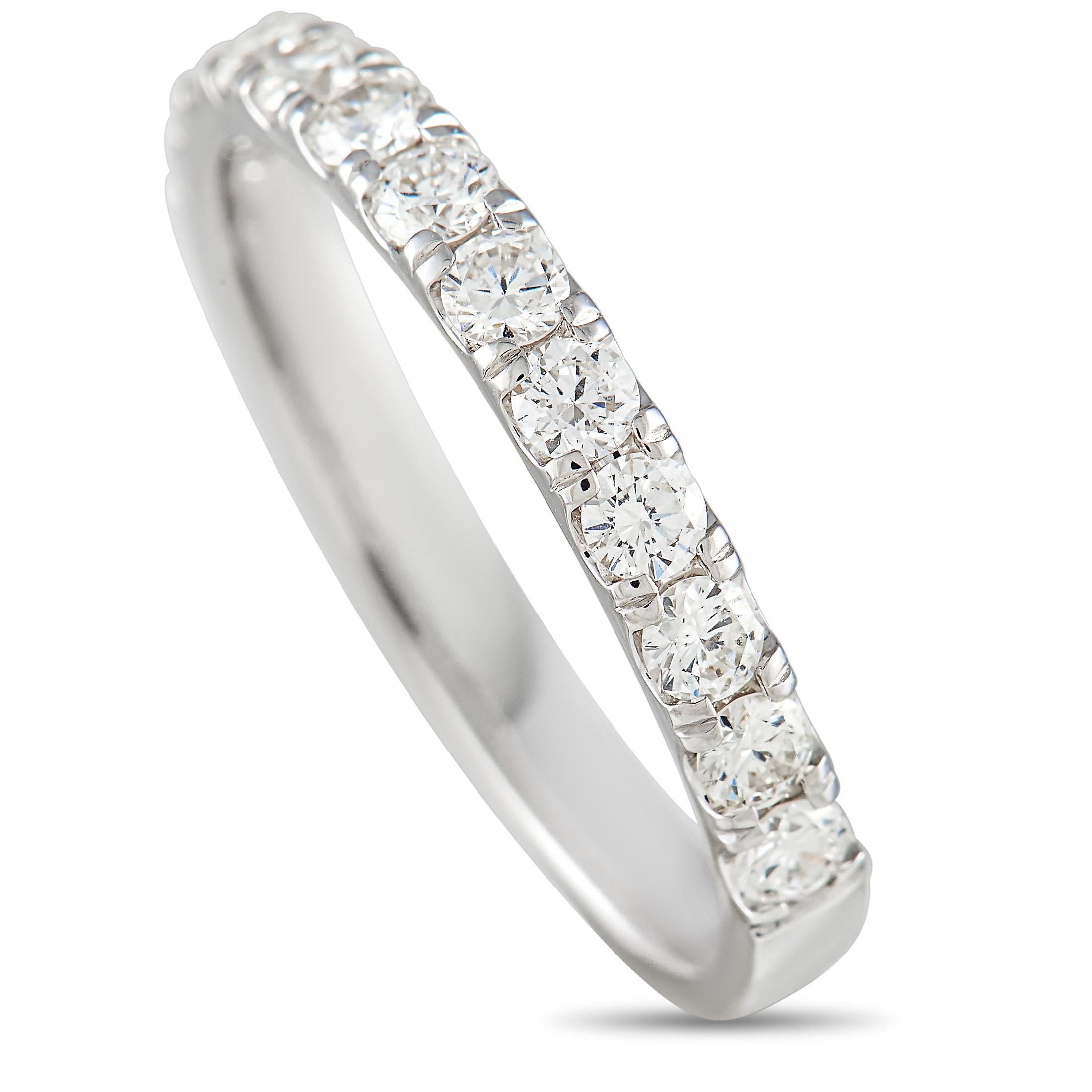 LB Exclusive 18K White Gold 0.59ct Diamond Half Eternity Band Ring In New Condition In Southampton, PA